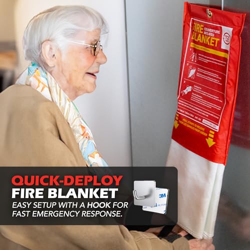 Image of 72 HRS Emergency Fire Blanket 40 inchx40 inch - Fire Safety Tool for Home, Kitchen, Camping, Survival | Fire Extinguisher Alternative for Grill, Welding, Fire Pit