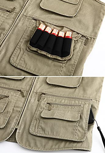 Spanye Men's Outdoor Vest Denim Lightweight Vest Multi-Pocket For Fishing Hunting Jacket With Utility Pockets Beige-Xl #TOP6