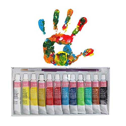 Set Pintura Acrílica,Adecuado para Pintura para Ropa,Lienzos para Pintar,Pintura para Tela,Pintura para Azulejos,Pintura Acrilica Manualidades,Pintura Madera,Pintura Pizarra(12Colores,6ml)