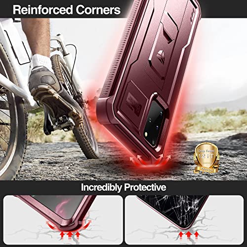 Dexnor for Samsung Galaxy S20+ Plus 5G Case, [Built in Screen Protector and Kickstand] Heavy Duty Military Grade Protection Shockproof Protective Cover for Samsung Galaxy S20 Plus 5G,Maroon Red - Thumbnail 3