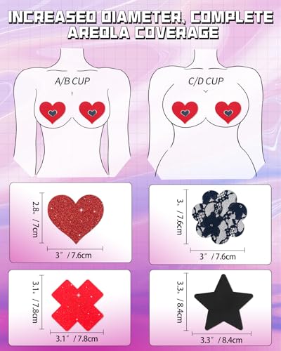 Image of CICKEE Pasties Rave Pack - 15 Pairs Nipple Covers Stickers - Disposable Sticky Breast Petals