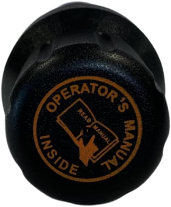 Close-up of the canister cap with 'OPERATOR'S MANUAL INSIDE' text