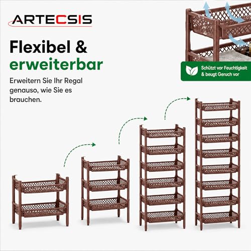 ARTECSIS® Korbregal Kunststoff 6 Regal-Etagen stapelbar & modular braun – Ansicht 7