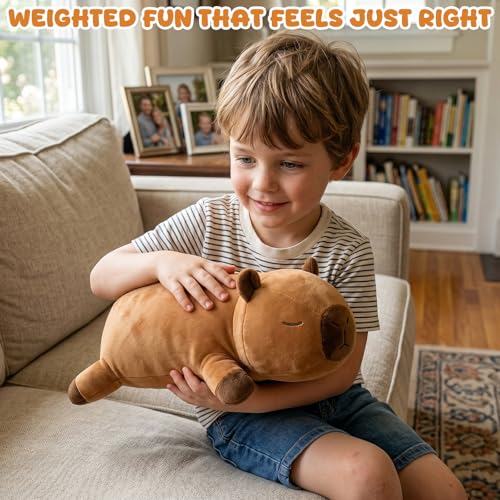 Image of TOYSYM Weighted Stuffed Animals, Capybara Plush with Weighted Beads, Cute Capybara Stuffed Animals Pillow Gifts for Adults Kids Boys Girls 13.8inch