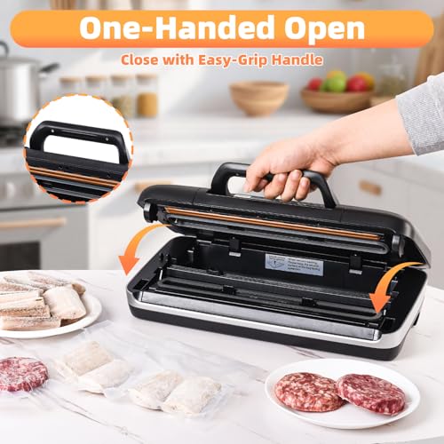 Image of Vacuum Sealer Machine,Food Saver Vacuum Sealer Machine,Multipurpose Food Sealer for Dry & Moist Food, One-Touch, Double Seal, Built-In Cutter, 1 Roll &10Pre-Cut Bags
