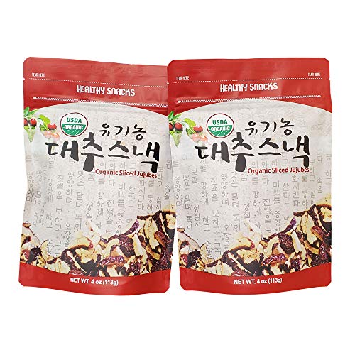 California Grown Organic Jujube Red Dates, Sliced and Dried, Sweet and Crispy, Healthy Fruit Snack, Non GMO, Gluten Free, No Sugar Flavors or Preservatives Added, Product of USA, 4 OZ