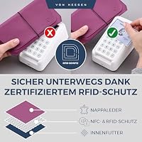 VON HEESEN Leder Reisepasshülle mit RFID-Schutz - Passport-Hülle aus echtem Leder - Reisepass-Organizer für stilbewusste Damen & Herren in Pink – Ansicht 3