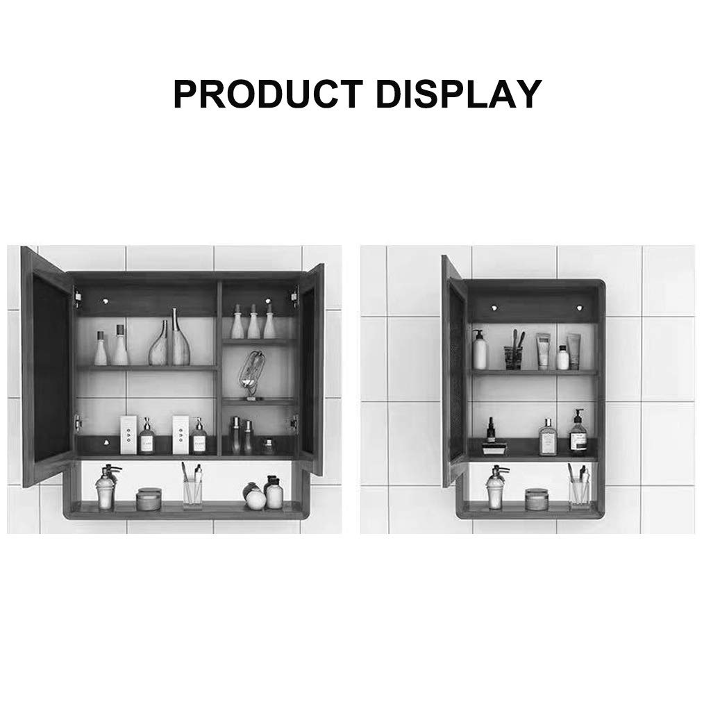 Spiegelschränke Badezimmer-Wandspiegel aus Eichenholz, Kosmetikspiegel mit Ablage, Kosmetikschrank, Massivholz-Aufbewahrungsschrank (Farbe: Weiß, Größe: 50 x 80 cm)