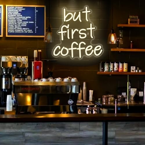 Image of But First Coffee Neon Sign- Coffee Bar Led Neon Sign for Business Neon Led Light Accessories Light Up for Wall Decor, USB Powered Bright Shop for Art Decor Party