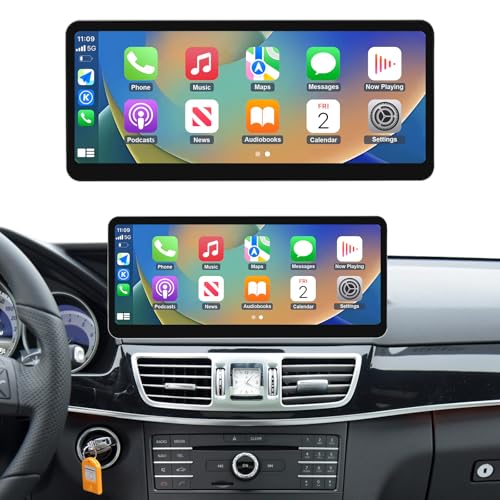 Road Top 12.3 inch Ultra-Narrow Carplay Touchscreen with Wireless Android Auto for Mercedes Benz E Class W212 2013-2015 Year with NTG4.5/4.7, Car Stereo Multimedia Radio Receiver