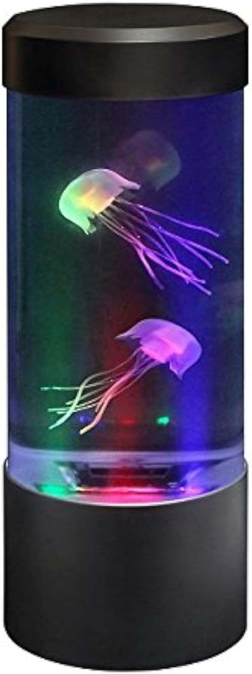 Playlearn Mini Jellyfish Aquarium Lamp Electric Jellyfish Fake Fish Aquarium Tank- LED Fantasy Jellyfish Lamp Colour Changing Mood Luminous Flux Light, Black