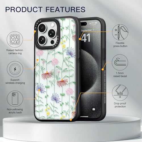 Coque protection iPhone 15 Pro Max esthétique transparente fleur