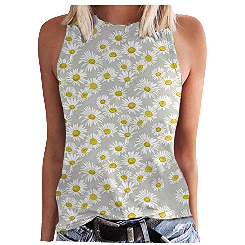 Camiseta de verano para mujer, camiseta de manga corta, chaleco básico, camiseta con estampado de flores, túnica, sexy, para mujer, A85-blanco, M Cover