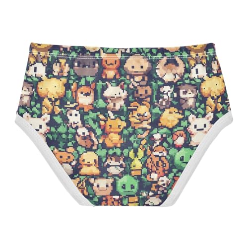 ZZKKO Cartoon Animals Pixel Style Girls Underwear Toddler Panties for Girls Comfort Brief Size 2-8T2