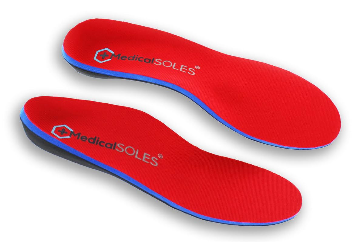 Medical SOLES Pro Series Silver RX+ Plantillas ortopédicas unisex – Soporte flexible con tecnología de recuperación y amortiguación para aliviar el dolor – Rojo, Hombres 7 / Mujeres 9