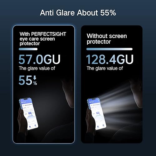 Vista 10 de Protector de pantalla de privacidad para iPhone 15 Pro con protector de lente de cámara, anti espía antiluz azul, película de vidrio templado mate