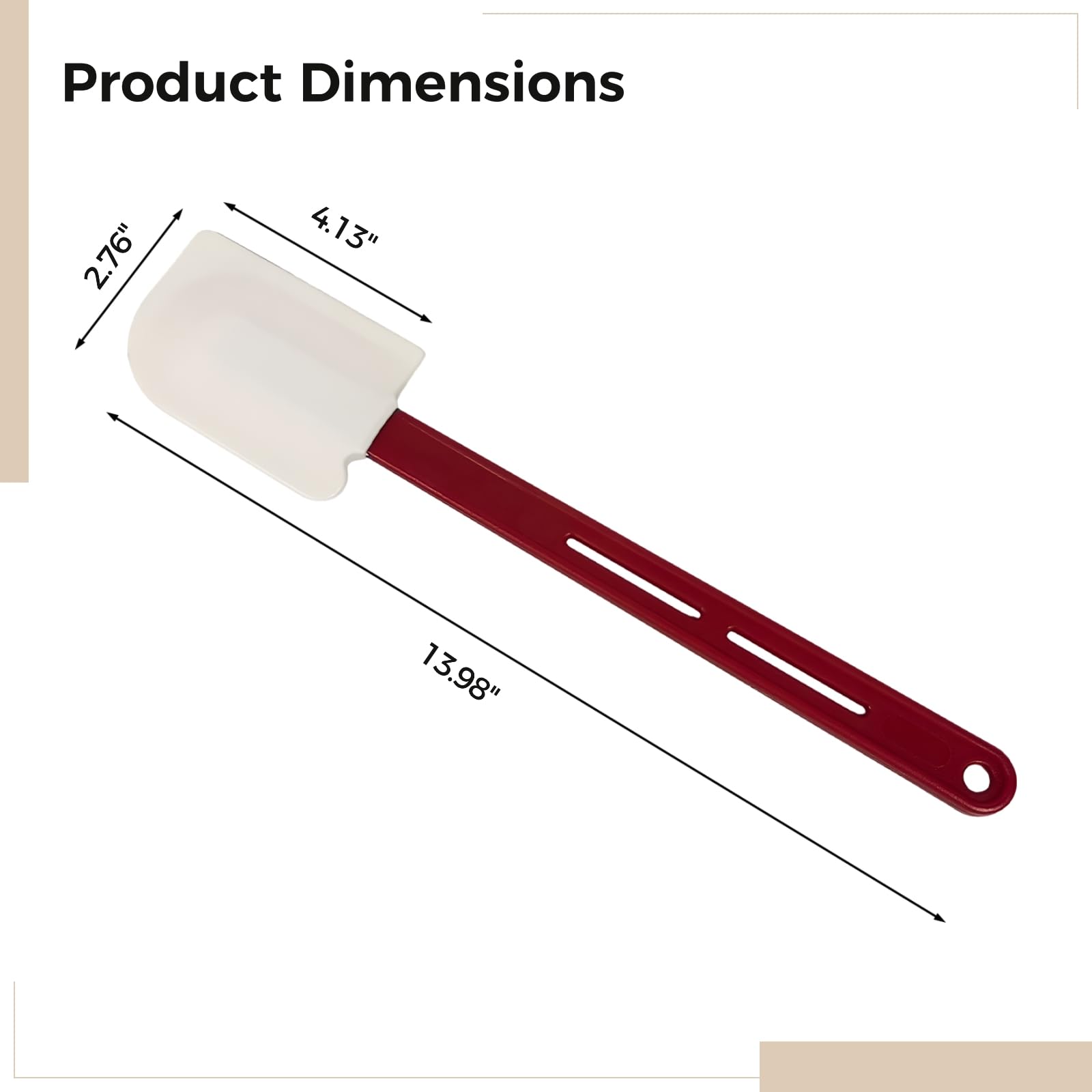 Lot de 4 spatules en silicone de 35,6 cm avec poignées ergonomiques rouges, outils de cuisson antiadhésifs, résistance aux hautes températures, nettoyage et entretien faciles