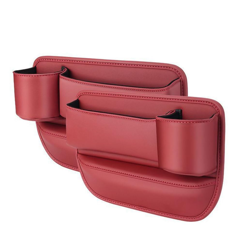 Mhfdpp2 Pcs Car Seat Gap Filler for S-MX S2000 S600 S660 S800 Seat Storage Box Seat Gap Organiser Multifunctional Side Pocket Storage Box Organiser,A pair-Red
