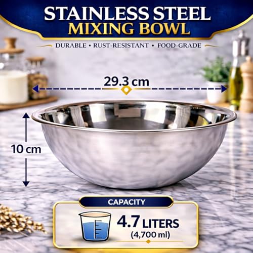 Image of KMW Stainless Steel Mixing Bowl Professional 5 Qt (4.7 litres) | with Enhanced Durability | for Buffets, Catering & Events (Set of 3 Bowls)