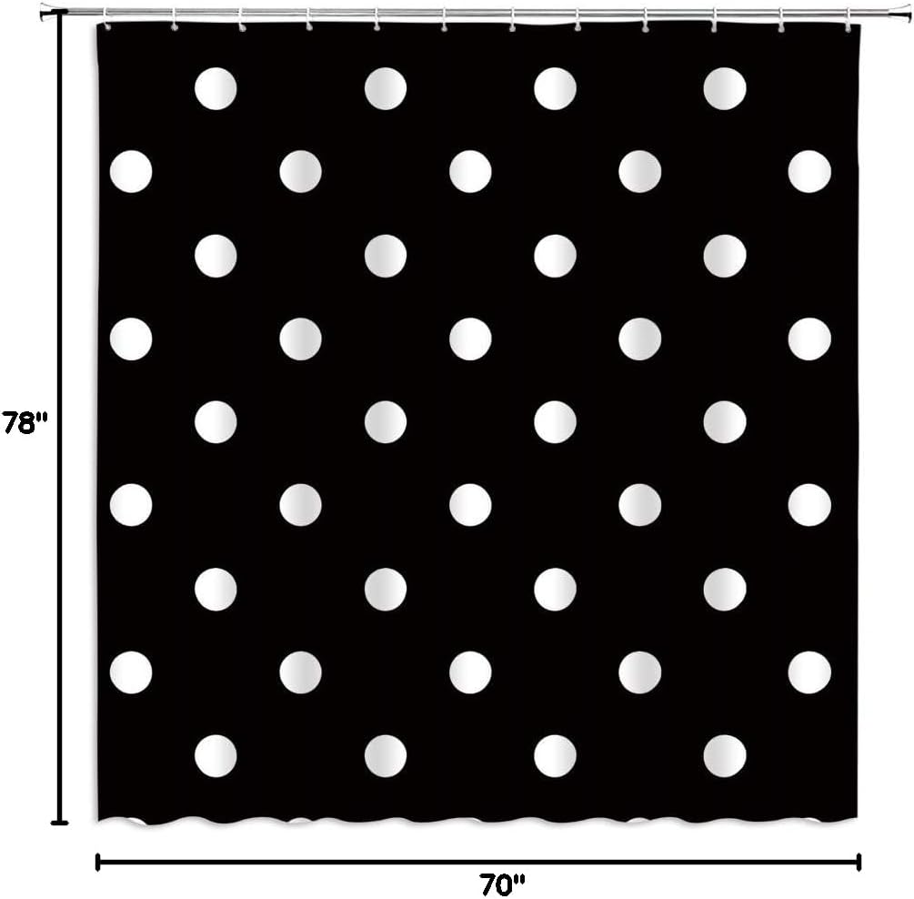 AMFD Polka Dot Shower Curtain Vintage Black and White Doodle Polka Dots Fashion Bathroom Curtains Decor Polyester Fabric Set Include Hooks,(70" Wx78 H)
