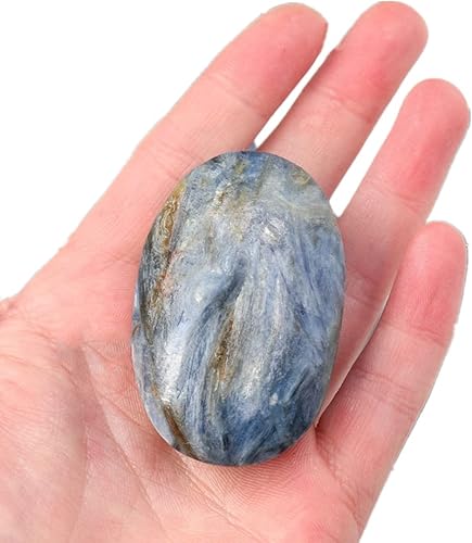 Piedras naturales de cianita Plam, piedra de masaje irregular pulida con bolsillo curativo para equilibrio de chakras, curación de reiki