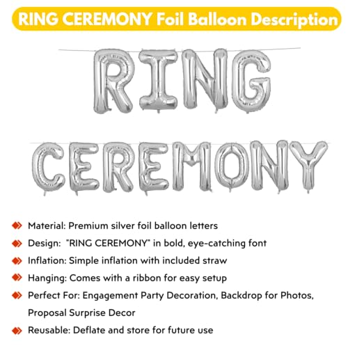 Image of Ring Ceremony Banner Silver for Engagement Wedding Home Boys Girls Men Women Foil Balloon Decoration Decor Celebration