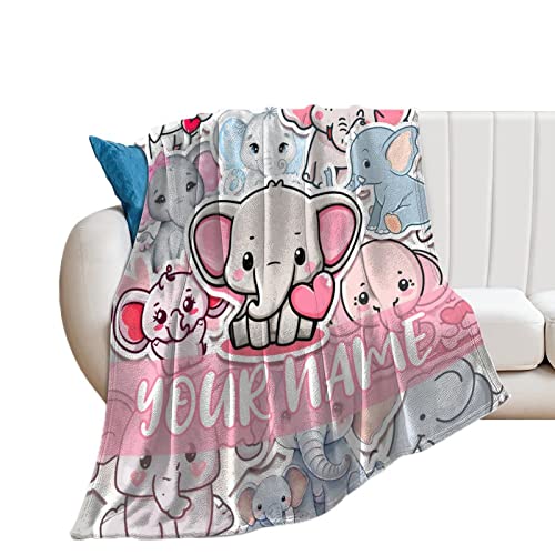 Custom Elephant Blanket Gifts, 40"X30" Throw Blankets Soft Warm Fuzzy Cozy Flannel Blanket For Teens Boys Girls, Personalized Elephants Pattern Bed Throw For Sofa, Couch, Living Room #TOP1