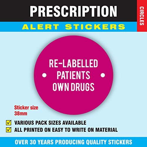 1,000 Prescription Alert Stickers - Supplied on a roll (Dark Pink Relabelled) โ image 1