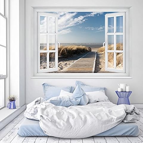 murimage Photo Wallpaper Beach Window 183 x 127 cm Including Paste Wall Mural 3D sea way dunes beach catwalk sand bay travel Cover