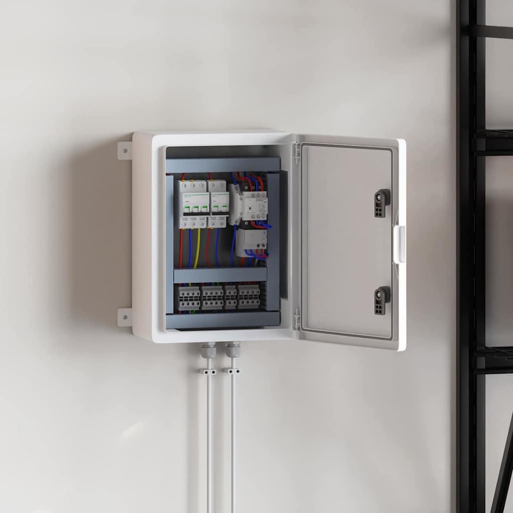 Mangloder Steuerungsschrank Grau aus ABS Kunststoff 37 x 19,5 x 40 cm für Elektroinstallation, Schaltschrank, Sicherungskasten, Verteilerdose, Feuchtraum, Wandmontage innen außen