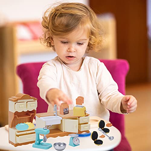 Acessórios para móveis de cozinha para casa de bonecas, conjunto de cozinha de casa de bonecas de pl