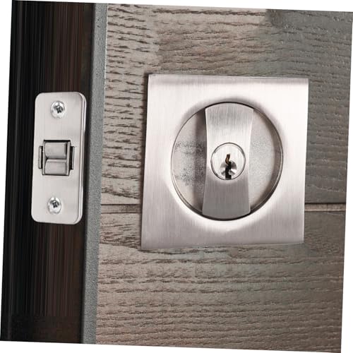 Juego de herrajes para cerradura de puerta corrediza con llave, construcción metálica duradera, acabado cepillado moderno para baños y habitaciones miniatura 6