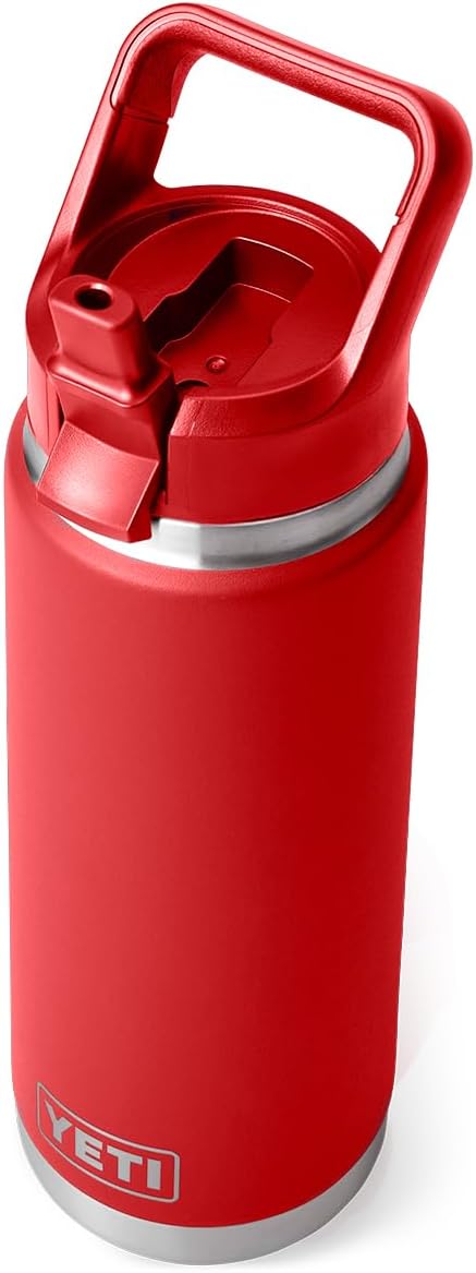 Botella Rambler de 26 oz, aislada al vacío, de acero inoxidable con tapa con pajita a juego