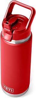 YETI (イエティ) Rambler 26オンスボトル 真空断熱 ステンレススチール カラーマッチングストローキャップ付き レスキューレッド