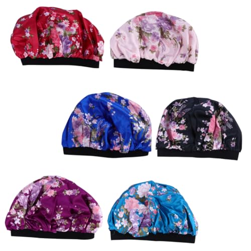 Bonnet de nuit pour femme satin lot de 6 charlottes de chimiothérapie imprimées confortables
