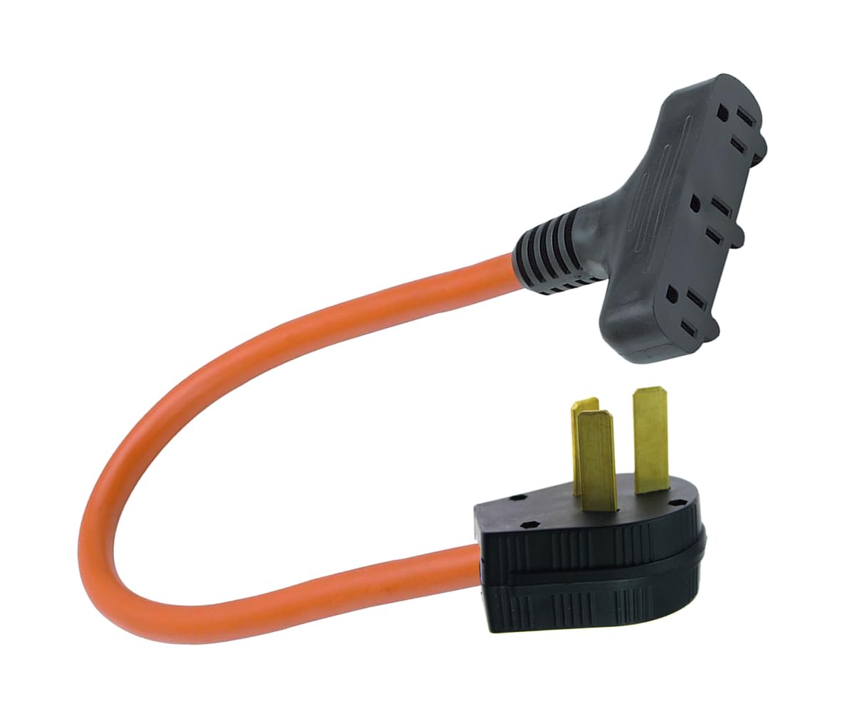 10-50P Male 3-Pin Plug to 3-Pin 5-15R Female Home Wall Outlet, 220/250V Electrical Stove/Range/Oven to Gas 110/125V Power Convert Adapter. 3-Way Splitter FX1372