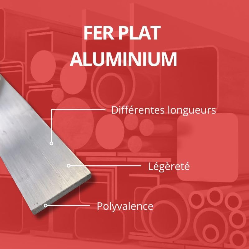 Barre aluminium plate 80mm Epaisseur - 5 mm, Longueur - 4 metres