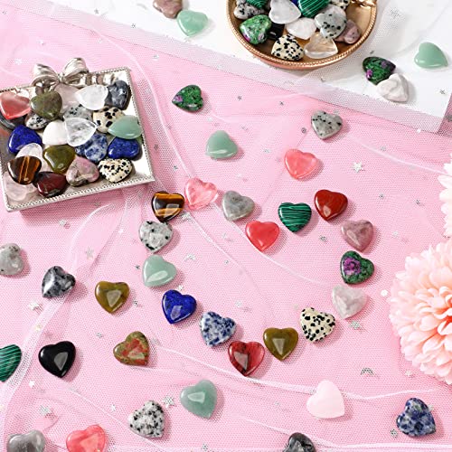108 Pcs Heart Stones Worry Stones Bulk 0. 8 Inch Heart Shaped Rocks Natural Crystal Gemstones Bulk Healing Gift Palm Pocket Carved Rock Wedding Easter Day Decor Supplies(Elegant Style)