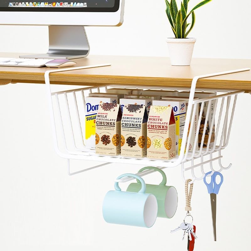 LUKSYOL Under Shelf Storage Basket - Optimize Your Kitchen Space with this Versatile Kitchen Organizer for Utensils, Containers, & Spices - Enhance Efficiency and Style!" (Black)
