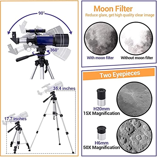 Telescopio astronómico refractor 70mm para principiantes miniatura 2