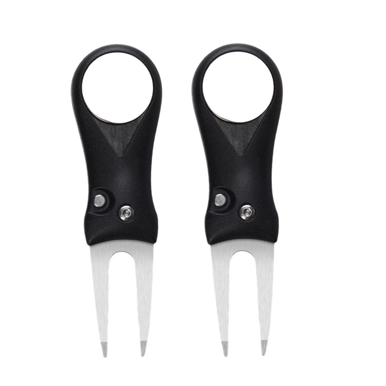 Gogogmee 2Pcs Golfs Divot Tool Stainless Steel Abs Grass Repair Fork Compact Design with Ball Marker Convenient for Golf Course Maintenance