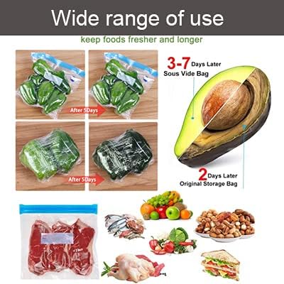 Miniatura 4 de Sous Vide Bolsas reutilizables 27 unidades, bolsa selladora al vacío de alimentos sin BPA, bolsas de almacenamiento de alimentos, bolsas con