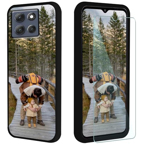 FortiCase Coque Personnalisée + Verre Trempé pour Motorola Moto G Play 2026,Noir Silicone Housse,Personnalisable Etui avec Votre Propre Photo Image...