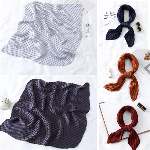 Yizelli Pleated Rhombus Head Scarf Women's Fashion Neck Scarf Solid Color Neckerchief Square Bandana2