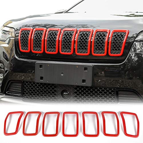 Image of JeCar for Jeep Cherokee Grill Inserts, Front Grille Inserts for 2019-2025 Jeep Cherokee (Red)