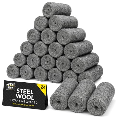 SOL 24pk Wire Wool for Cleaning - Fine Grade 0 Multi-Purpose Pads - Steel Wool Mice Blocker for Gaps & Holes - 1pk x 24pcs