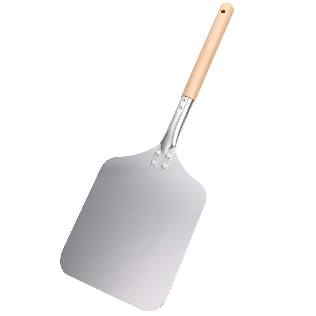 Obieraczka do pizzy, łopatka do pizzy długość 58 cm drewno aluminium obieraczka do pizzy mała kwadratowa łopatka do podnoszenia pizzy łopatka do pizzy łopatka do ciasta kuchnia pieczenie ciasta szer