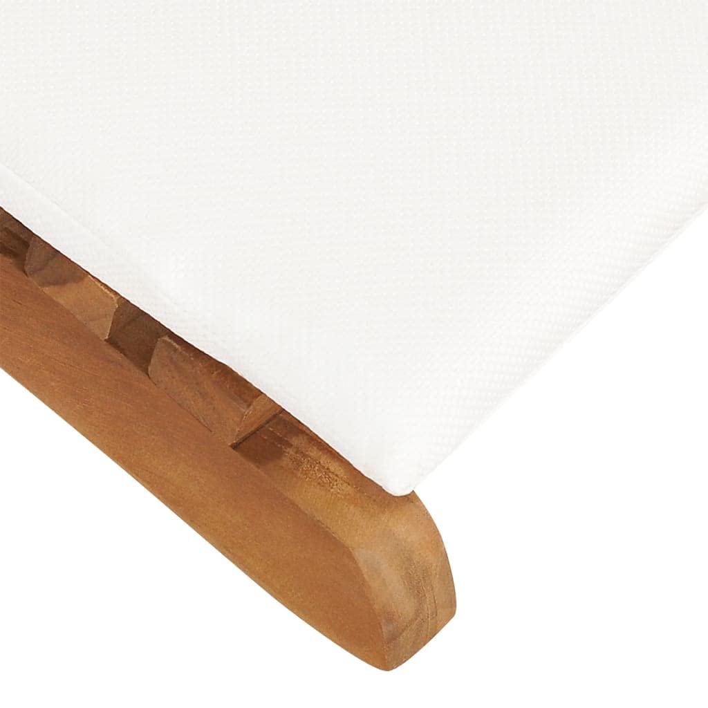 Lettini Prendisole 2 pz con Cuscini in Legno Massello di Teak per Esterno, Pieghevoli Regolabili, Letto Solarium da Giardino, Relax in Balcone o Patio, 175x50x55 cm, Bianco Crema