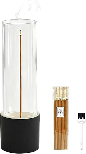 Vista 15 de Ceremony Soporte para incienso, paquete de 2 soportes de incienso de madera para palos con colector de cenizas de vidrio, quemador de incienso