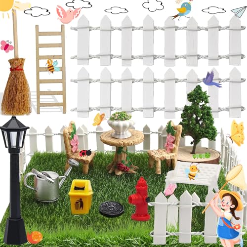 Benaton 16 Pezzi Mini Set di Decorazioni per Mobili da Giardino, Accessori per Giardino Delle Fate In Miniatura Set da Giardinaggio In Miniatura Casa Delle Bambole, Attrezzi da Giardino In Miniatura